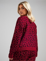 Yours Curve Red Limited Leopard Print Knitted Cardigan - Image 3 of 5