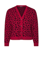 Yours Curve Red Limited Leopard Print Knitted Cardigan - Image 5 of 5