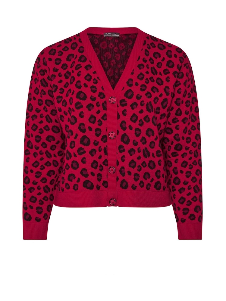 Yours Curve Red Limited Leopard Print Knitted Cardigan - Image 5 of 5