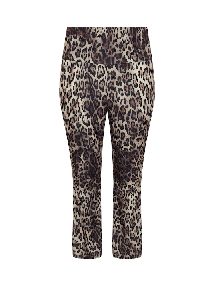 Yours Curve Natural Limited Leopard Fold Leggings - Image 5 of 5