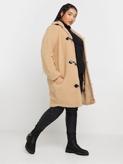 Yours Curve Natural Faux Fur Toggle Jacket - Image 2 of 5