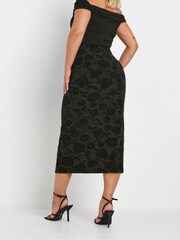 Yours Curve Black Limited Flock Skirt - Image 4 of 6