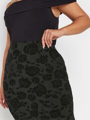 Yours Curve Black Limited Flock Skirt - Image 5 of 6