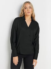 Long Tall Sally Black Asymmetric Button Blouse - Image 1 of 5
