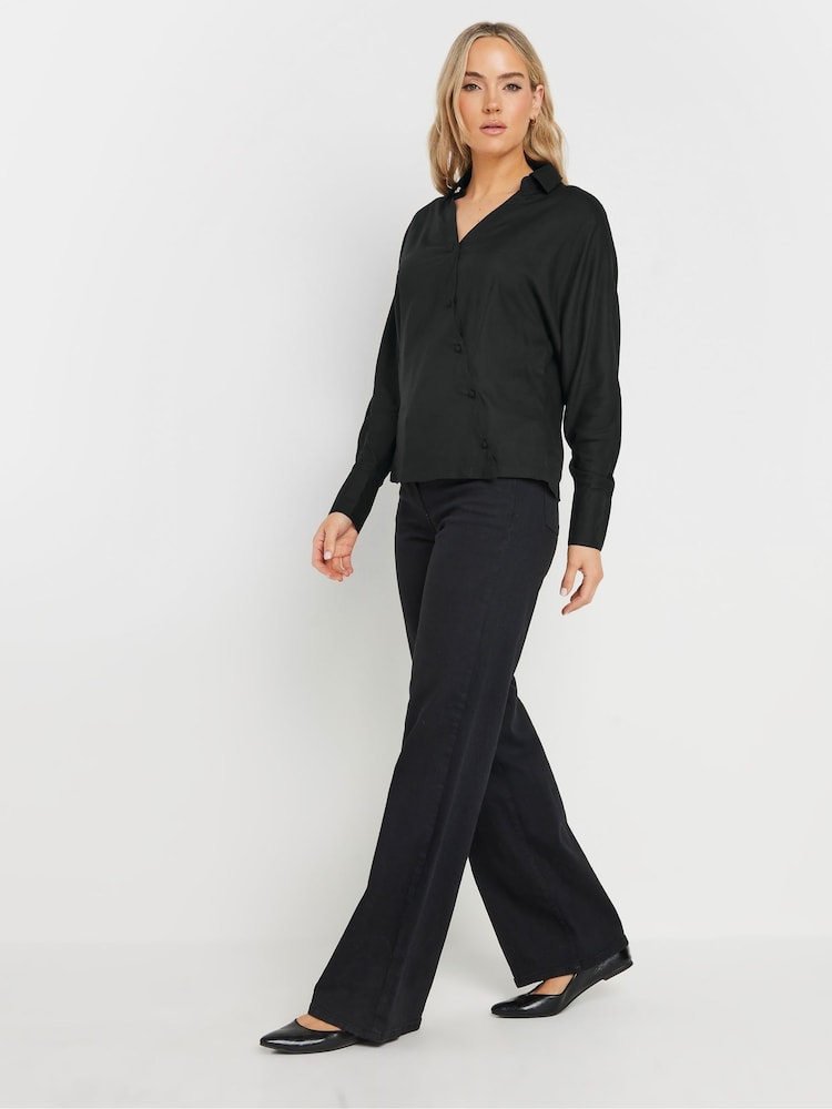 Long Tall Sally Black Asymmetric Button Blouse - Image 2 of 5