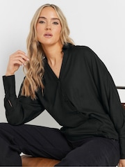 Long Tall Sally Black Asymmetric Button Blouse - Image 4 of 5