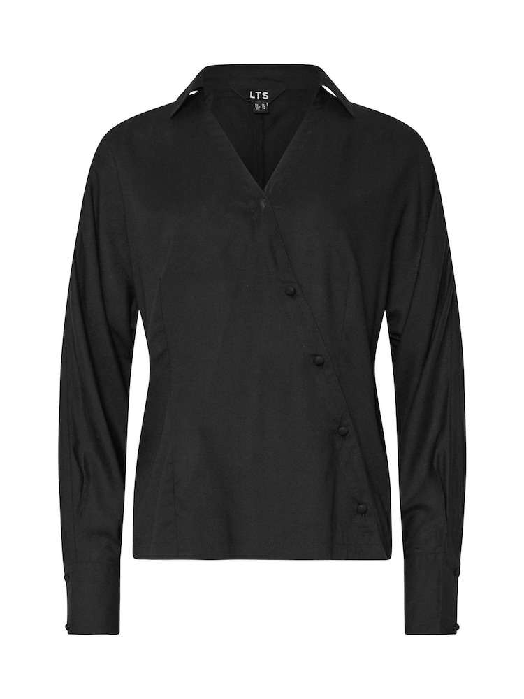 Long Tall Sally Black Asymmetric Button Blouse - Image 5 of 5 Long Tall Sally Black Asymmetric Button Blouse - Image 5 of 5