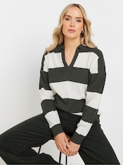 Long Tall Sally Grey Knitted Polo Jumper - Image 1 of 5