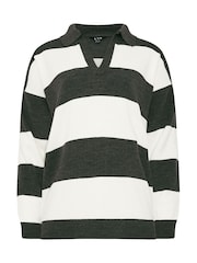 Long Tall Sally Grey Knitted Polo Jumper - Image 5 of 5