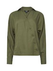 Verde - Blusa asimétrica de botones de Long Tall Sally - Imagen 5 de 5