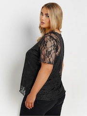 Yours Curve Black Limited Lace Throw On Top - Image 3 of 5