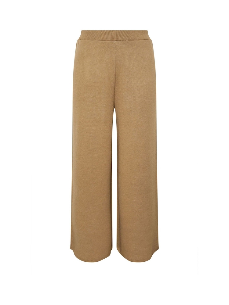 Yours Curve Natural Limited Knitted Wide Leg Joggers - Image 5 of 5
