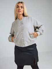 Yours Curve Grey Limited Bomber Jacket - Image 5 of 6