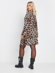 Yours Curve Brown Limited Mini Leopard Print Flare Sleeve Dress - Image 3 of 5