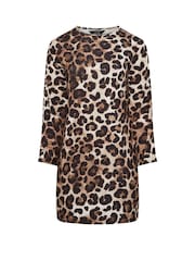 Yours Curve Brown Limited Mini Leopard Print Flare Sleeve Dress - Image 5 of 5
