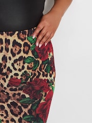 Yours Curve Natural Limited Leopard Print Skirt - Image 4 of 5