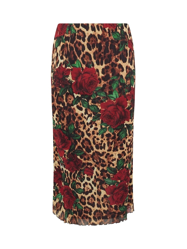 Yours Curve Natural Limited Leopard Print Skirt - Image 5 of 5