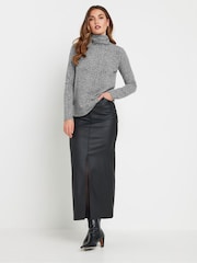 Long Tall Sally Grey Animal Print Roll Neck Soft Touch Top - Image 2 of 5
