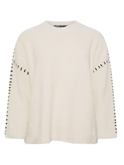Yours Curve Natural Blanket Stitch Jumper - Image 5 of 5
