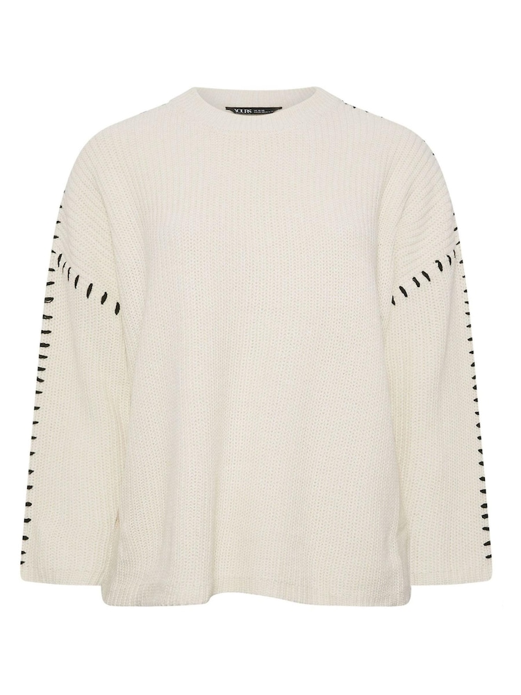 Yours Curve Natural Blanket Stitch Jumper - Image 5 of 5