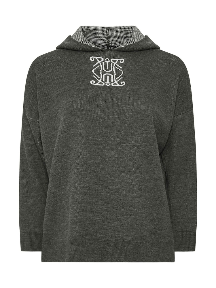 Yours Curve Grey Limited Knitted Hoodie - Image 5 of 5