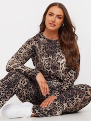 Yours Curve Natural Limited Leopard Print Top - Image 1 of 5