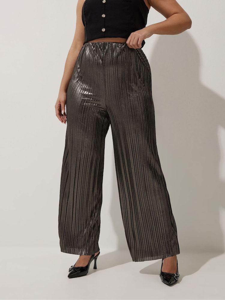 Yours Curve Gold Limited Pleated Trousers - Image 1 of 5