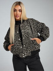 Yours Curve Natural Limited Bomber Jacket - Image 1 of 5