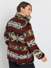 Yours Curve Red Faux Fur Toggle Jacket - Image 3 of 5