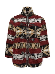 Yours Curve Red Faux Fur Toggle Jacket - Image 5 of 5