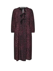 Yours Curve Purple Limited Long Sleeve Leopard Print Bow Dress - Image 5 of 5