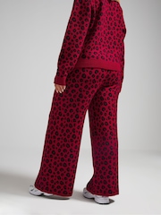 Yours Curve Red Limited Leopard Print Wide Leg Trousers - Image 3 of 5