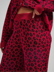 Yours Curve Red Limited Leopard Print Wide Leg Trousers - Image 4 of 5