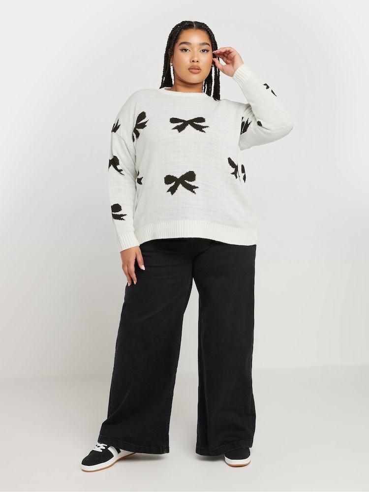 Yours Curve White Limited Bow Jumper - Image 2 of 5