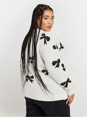 Yours Curve White Limited Bow Jumper - Image 3 of 5