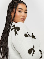 Yours Curve White Limited Bow Jumper - Image 4 of 5