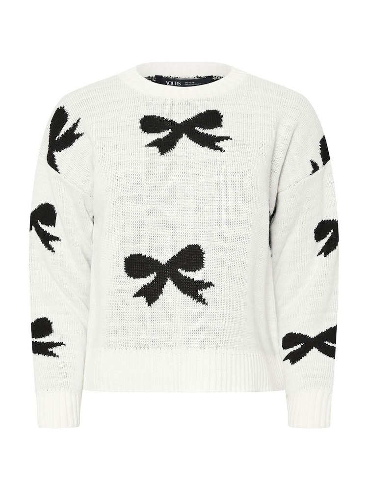 Yours Curve White Limited Bow Jumper - Image 5 of 5
