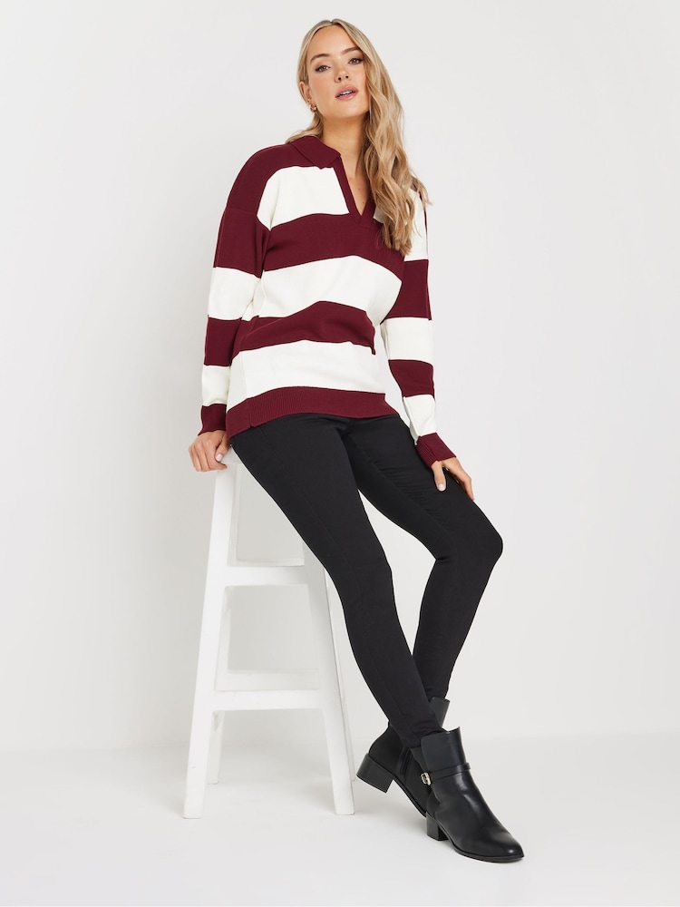 Long Tall Sally Red Knitted Polo Jumper - Image 2 of 5