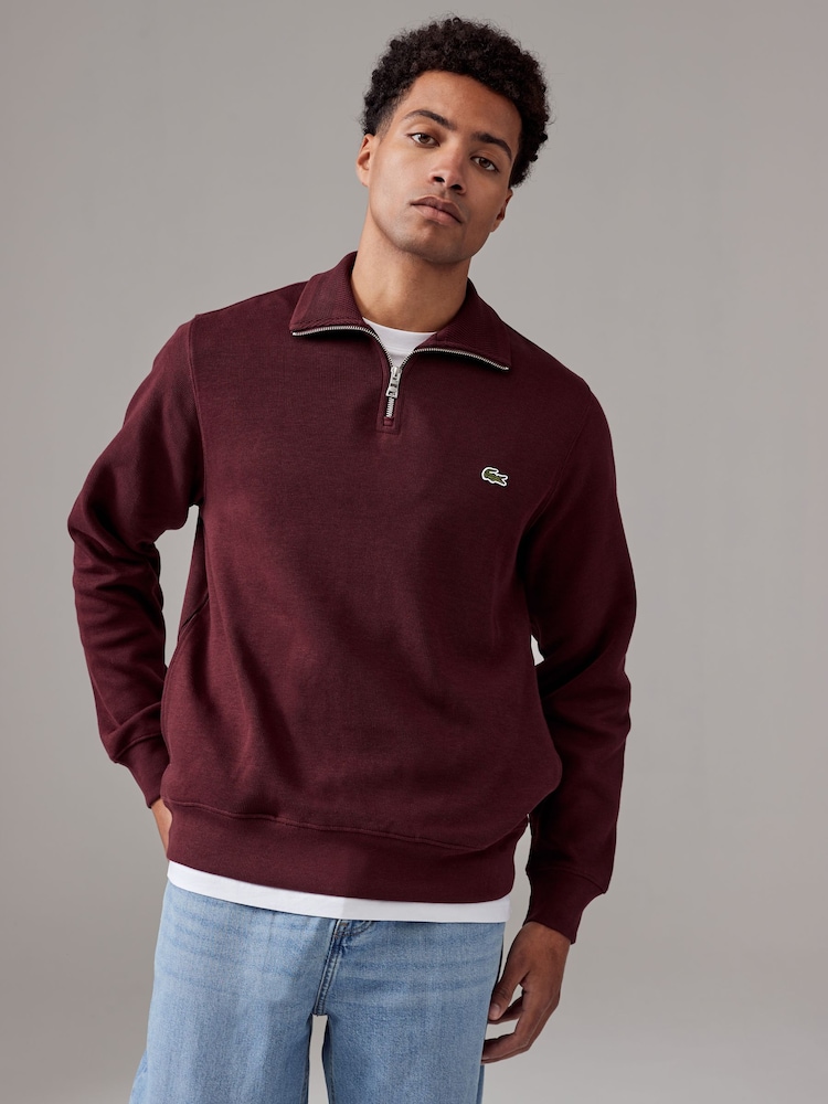Lacoste Regular Fit Quarter Zip Neck 100% Cotton Sweatshirt - Image 1 of 5