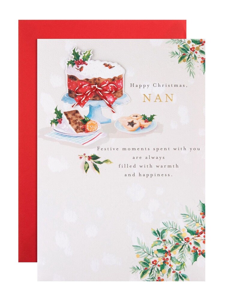 Hallmark White Christmas Cake & Mince Pies Christmas Card for Nan - Image 2 of 4
