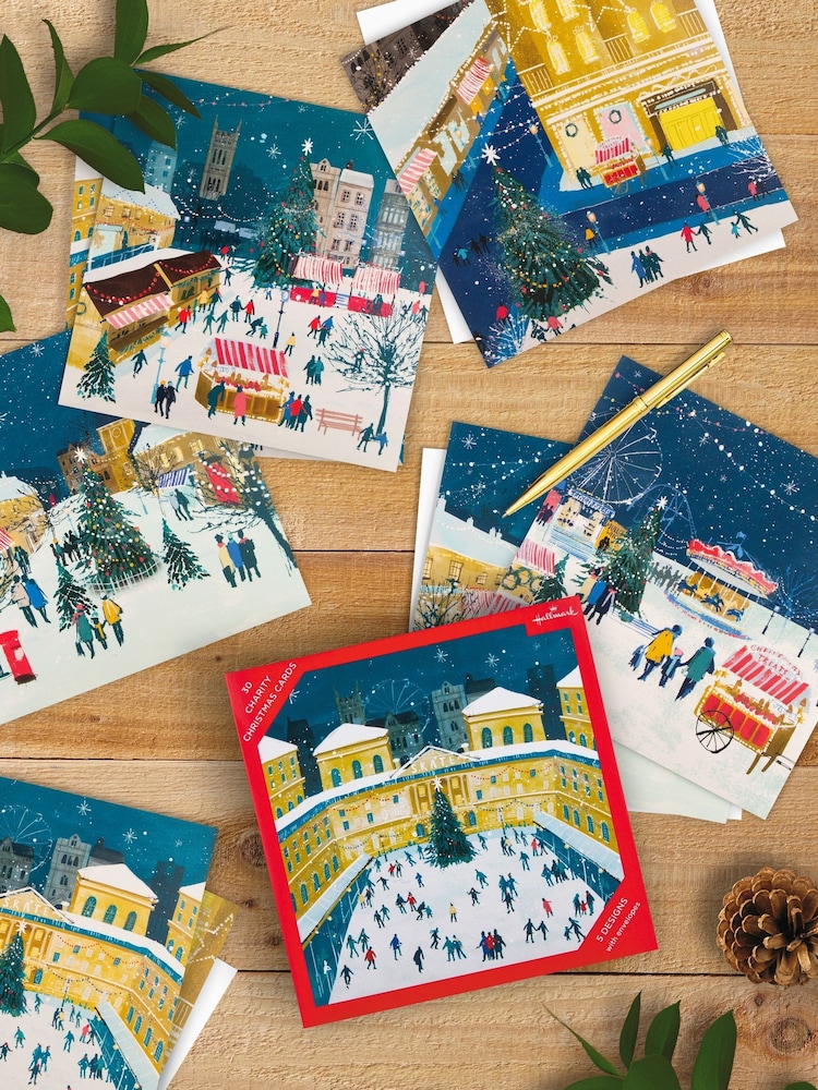 Hallmark Blue 30 Pack Christmas Cards in 5 Winter Designs - Image 1 of 4