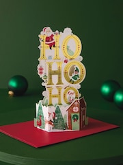 Hallmark White 3D Pop Up 'Ho Ho Ho' Design Christmas Card - Image 1 of 4