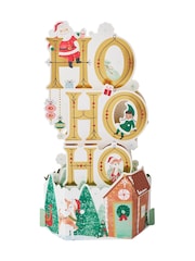 Hallmark White 3D Pop Up 'Ho Ho Ho' Design Christmas Card - Image 2 of 4