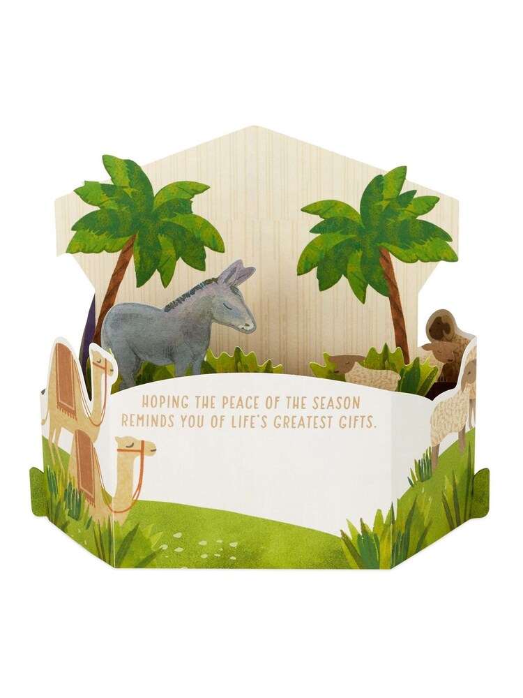 Hallmark Green 3D Pop Up Nativity Scene Design Christmas Card - Image 4 of 4