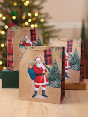 Hallmark 3 Pack Brown Christmas Gift Bags in 1 Santa Design - Image 1 of 4