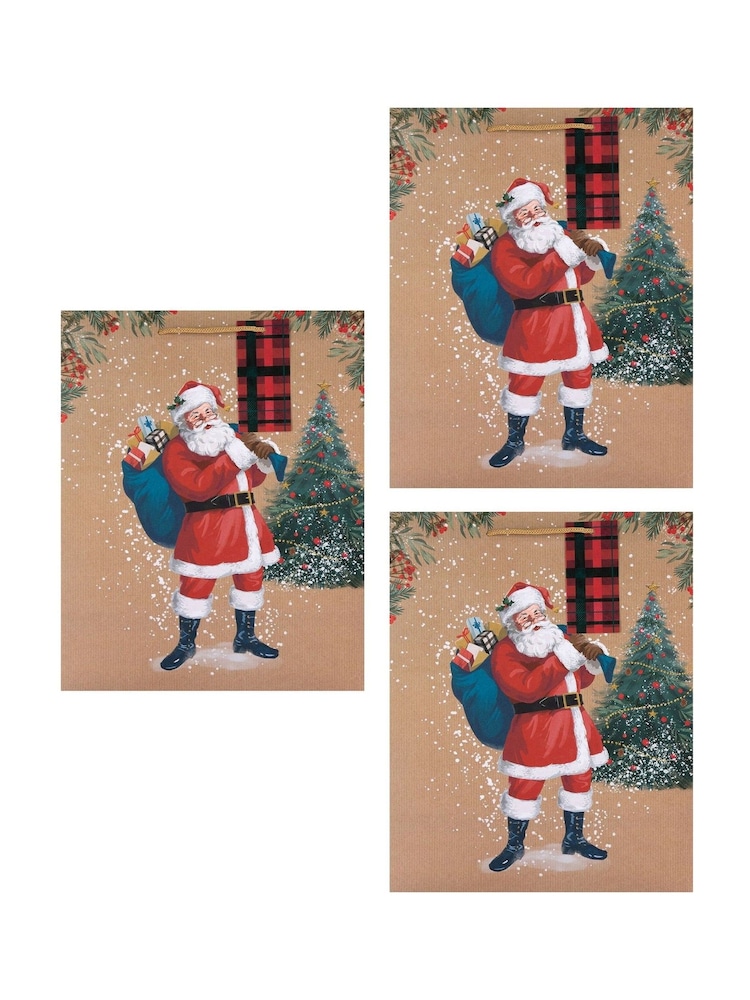 Buy Hallmark Pack Brown Christmas Gift Bags in Santa Design