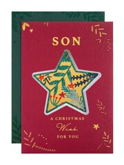 Hallmark Red Keepsake Bauble Design Christmas Card for Son - Image 2 of 4