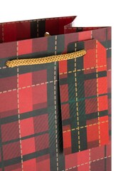 Hallmark 3 Pack Red Christmas Gift Bottle Bags in 1 Tartan Design - Image 4 of 4