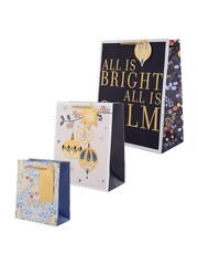 Hallmark 3 Pack Blue Christmas Gift Bags in 3 Festive Designs - Image 2 of 4