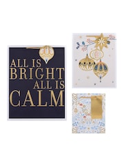 Hallmark 3 Pack Blue Christmas Gift Bags in 3 Festive Designs - Image 3 of 4